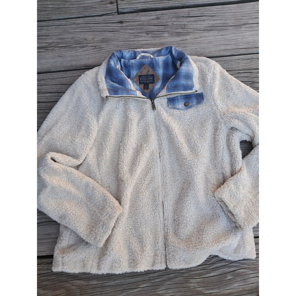 Pendleton Women's Beige Sherpa Jacket, Long Sleeve, Full Zip, 5A